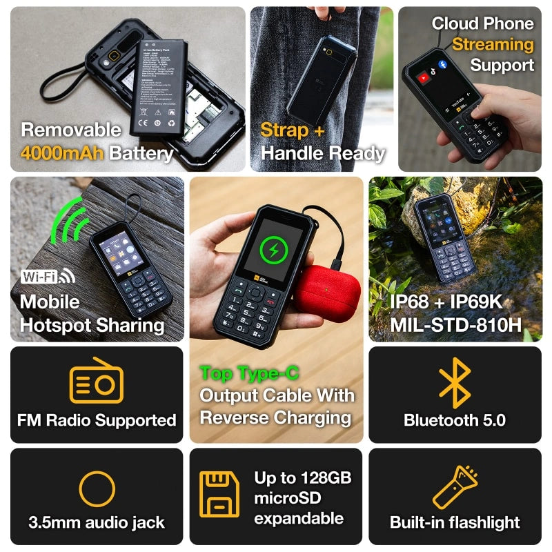 Pre Sale | AGM M11|Rugged Power Bank Phone|Wired Reverse Charging|4G LTE|4000mAh Battery|WiFi Hotspot|FM Radio|3.5mm Jack|IP68&IP69K | WaterProof