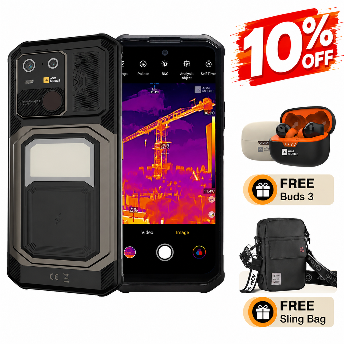 AGM G3 PRO |Thermal Imaging Rugged Smartphone| 12GB+512GB|10000mAh Battery|120Hz Display|MIL-STD-810H