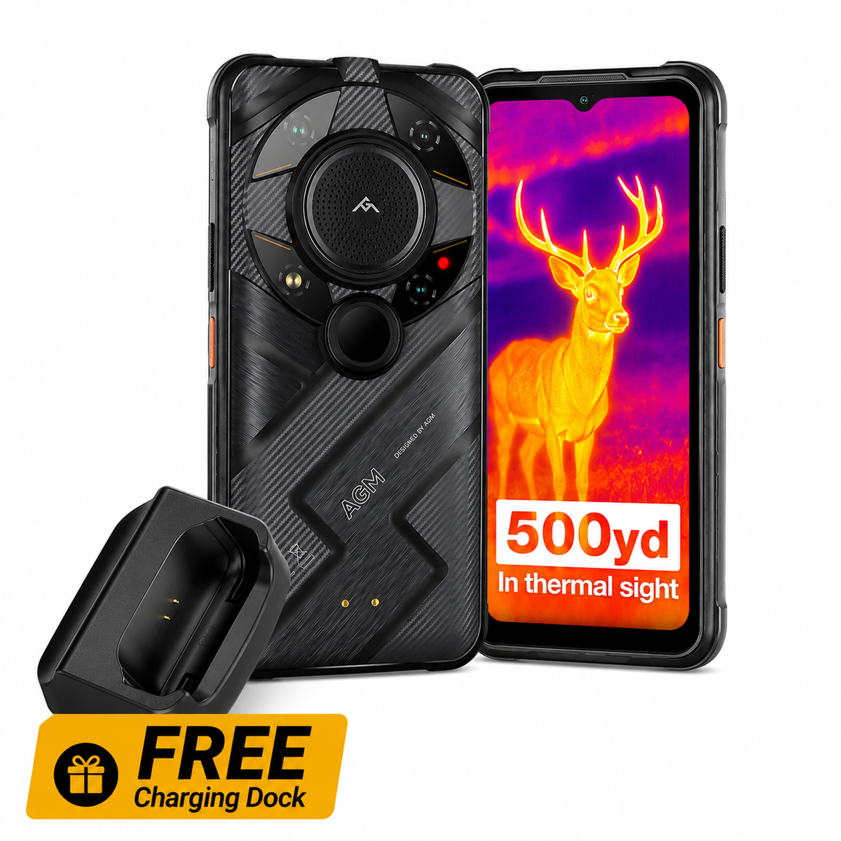 AGM G2 Guardian | 5G Unlocked Rugged Smartphone | Thermal Monocular Long Detection Range: 500m/yd| 10 mm Objective Lens