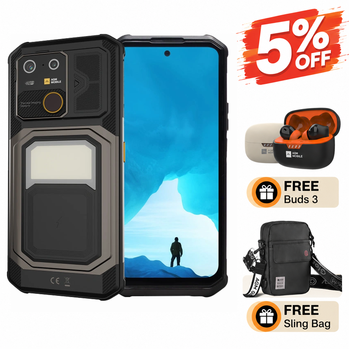 AGM G3 | Rugged Smartphone | 12GB+512GB | 10000mAh Battery | 50MP Front Camera | 120Hz Display | IP68 IP69K | Wireless Charging