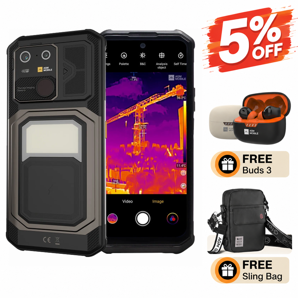 AGM G3 PRO |Thermal Imaging Rugged Smartphone| 12GB+512GB|10000mAh Battery|120Hz Display|MIL-STD-810H