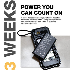 Pre Sale | AGM M11｜Rugged Power Bank Phone｜Wired Reverse Charging｜4G WiFi Hotspot｜4000mAh Battery｜Cloud Phone Support｜FM Radio｜3.5mm Jack｜128GB Expandable Storage