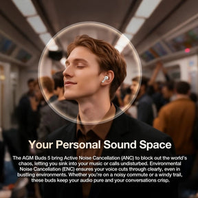 AGM BUDS 5 | ANC + ENC | 30hrs Playback | IPX4 | Touch Control
