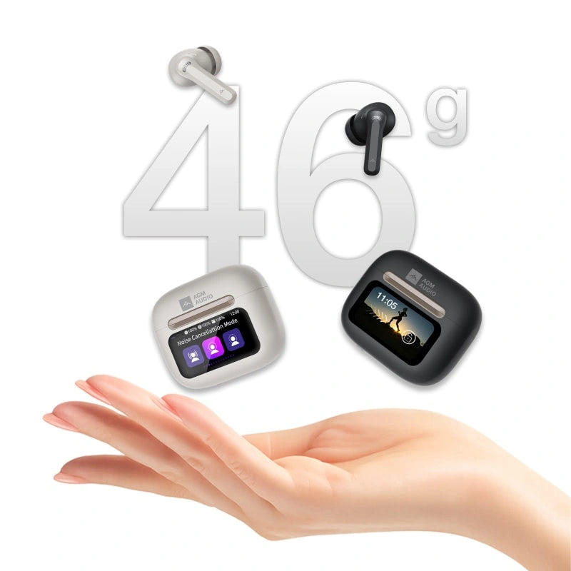 AGM Buds 9 | Touch-Enabled Display Case | 13mm Full-Range Sound | -25dB ANC | IPX4 Water Resistance