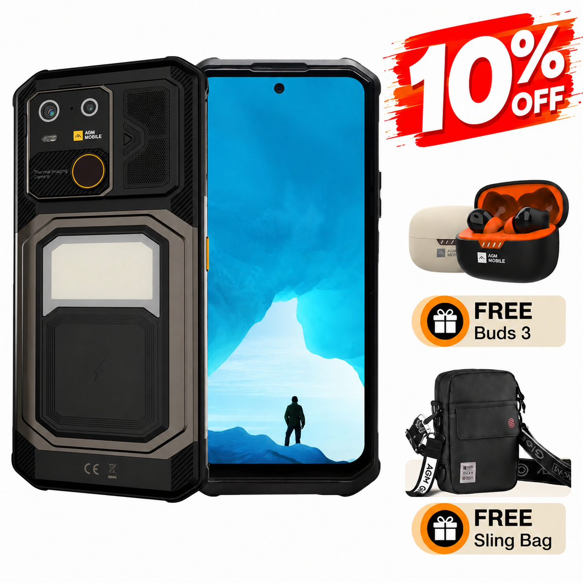 AGM G3 | Rugged Smartphone | 12GB+512GB | 10000mAh Battery | 50MP Front Camera | 120Hz Display | IP68 IP69K | Wireless Charging
