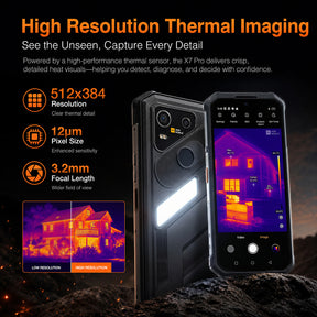 AGM X7 Pro | Thermal Imaging Rugged Smartphone | 512×384 Thermal Resolution | 6GB+256GB | 10000mAh Battery | IP68/IP69K | Wireless Charging | Android 16 | eSIM